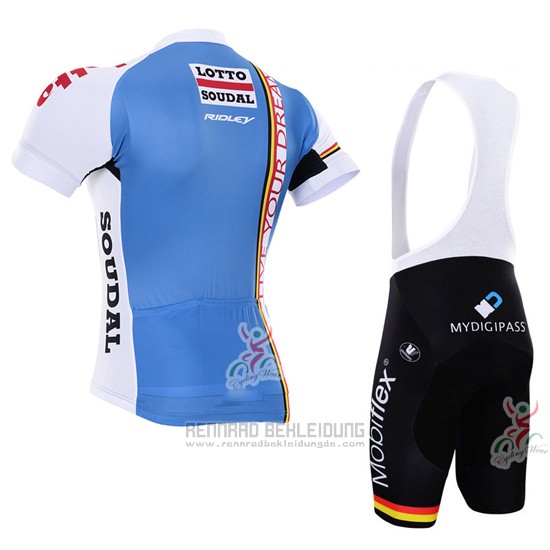 2016 Fahrradbekleidung Lotto Fix All Wei und Blau Trikot Kurzarm und Tragerhose